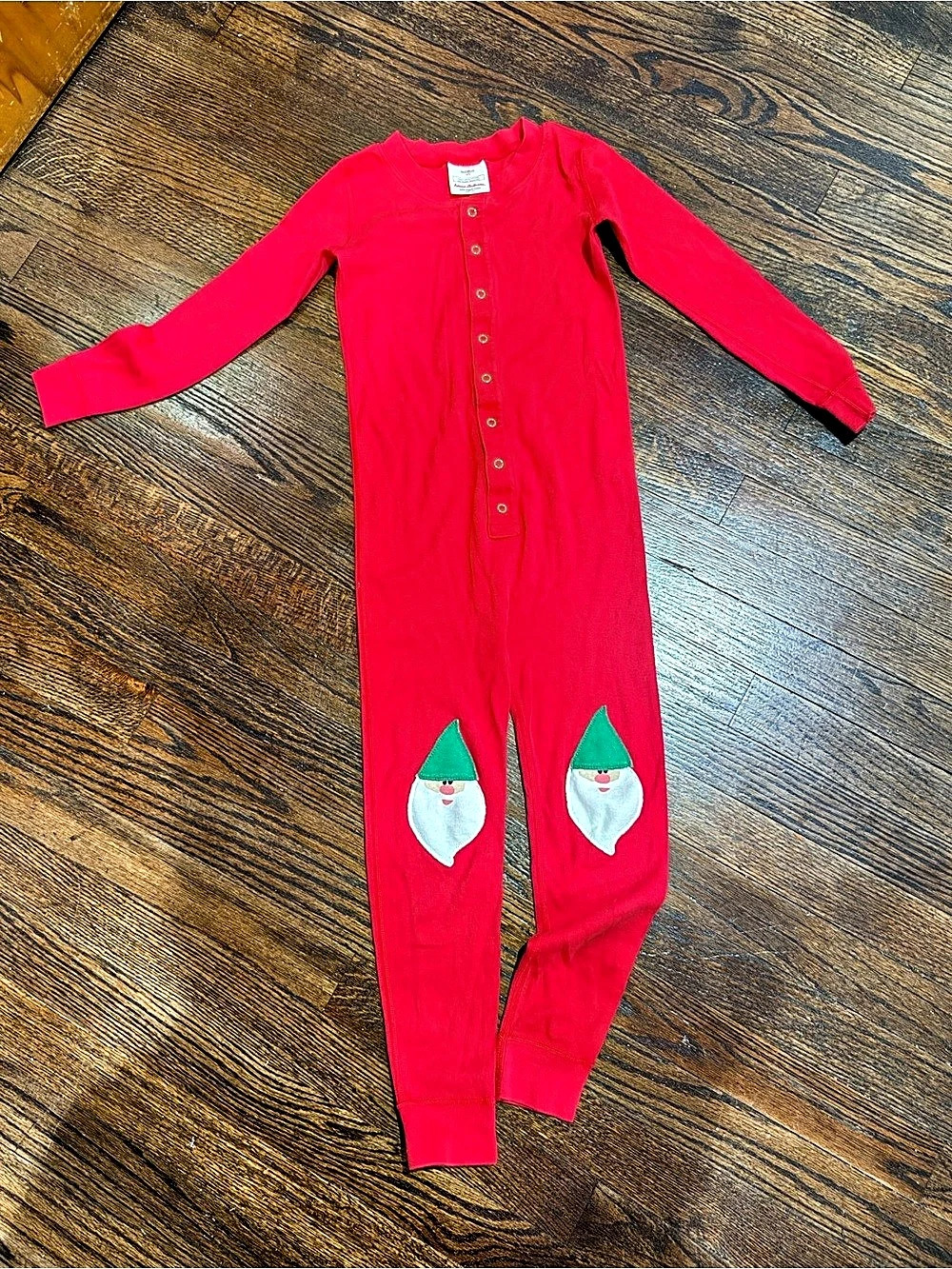 Like New Hanna Andersson Red Gnome Knee Patch Sleeper Pajamas Size 110 / 5ab
